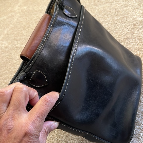 Brighton Vintage Red & Black Leather Bucket Bag - Picture 6 of 11